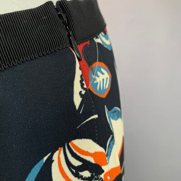 ETRO Size L Black Multi Color Viscose Blend Abstract Floral Tapered Dress Pants - Picture 4 of 8